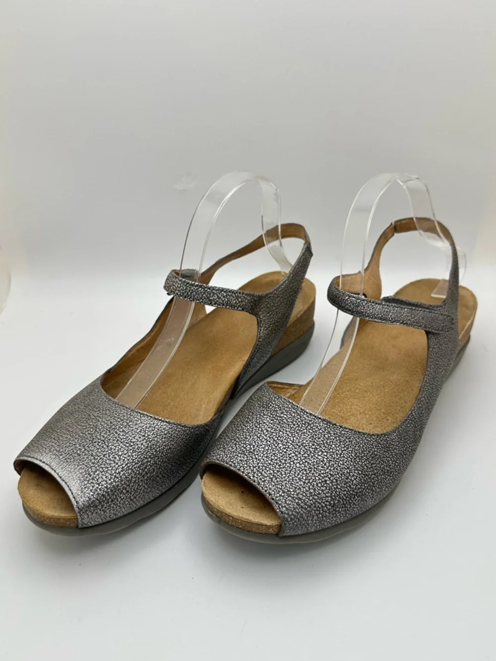 DANSKO Marcy Metallic Leather Gray Slingback Comfort Shoes Sandals Sz 42 - Picture 3 of 14